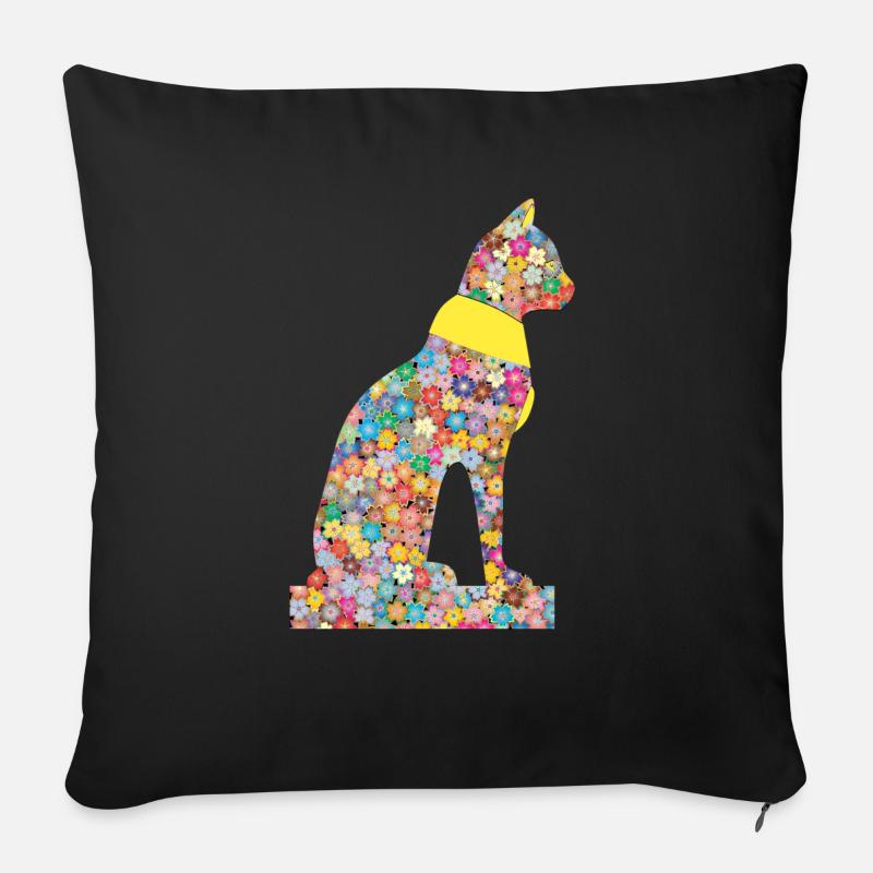 Katzenblumen-Pharaonen Uralt - Sofakissenbezug 45 x 45 cm - Schwarz