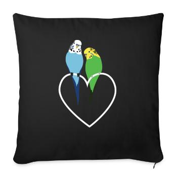 Budgerigar Heart - Sofa pillowcase 17,3'' x 17,3'' (45 x 45 cm) - black - Front