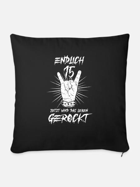 ENDLICH 15 - 15. Geburtstag - Sofakissenbezug 45 x 45 cm - Schwarz