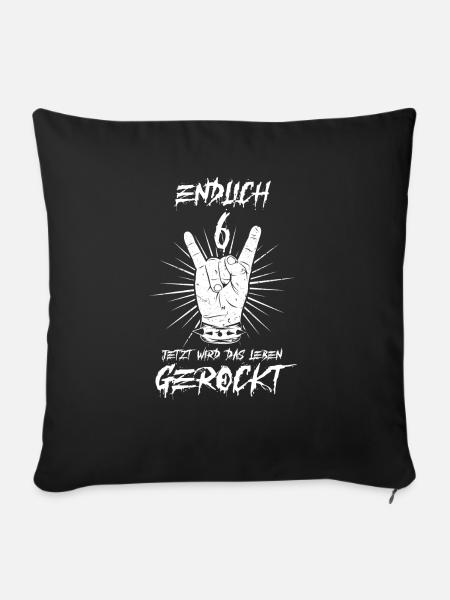 ENDLICH 6 - 6. Geburtstag - Sofakissenbezug 45 x 45 cm - Schwarz