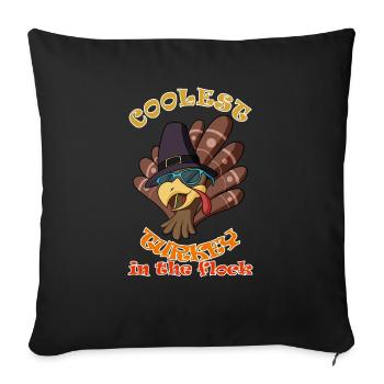 La dinde la plus cool du troupeau Je joyeux Thanksgiving - Housse de coussin décorative 45 x 45 cm - noir - Devant