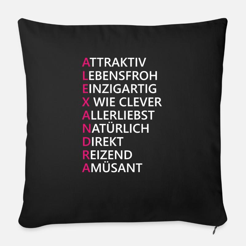 Alexandra Name Geschenk - Sofakissenbezug 45 x 45 cm - Schwarz
