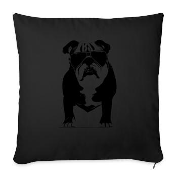 Chiens bouledogues avec lunettes de soleil vecteur cool - Housse de coussin décorative 45 x 45 cm - noir - Devant