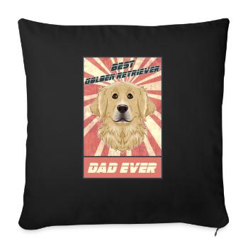 Meilleur père Golden Retriever Ever I Golden Retriever - Housse de coussin décorative 45 x 45 cm - noir - Devant
