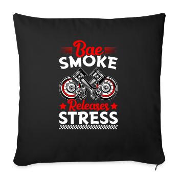 La fumée de Bae soulage le stress - Voiture de course - Housse de coussin décorative 45 x 45 cm - noir - Devant