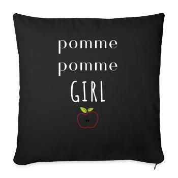 Pomme pomme girl - Housse de coussin décorative 45 x 45 cm - noir - Devant