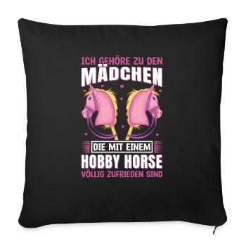 Hobby Horse Pferd Reiterin - Sofakissenbezug 45 x 45 cm - Schwarz - Vorne