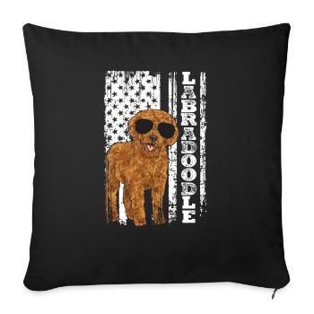 Labradoodle Hund - Sofakissenbezug 45 x 45 cm - Schwarz - Vorne