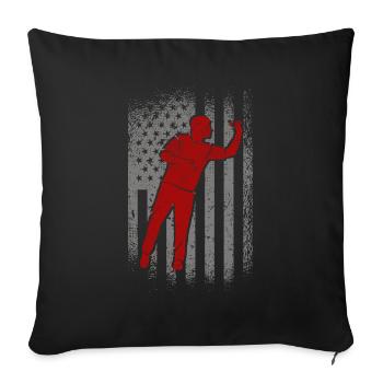 Darts American Flag Retro Darts Player - Sofa pillowcase 17,3'' x 17,3'' (45 x 45 cm) - black - Front