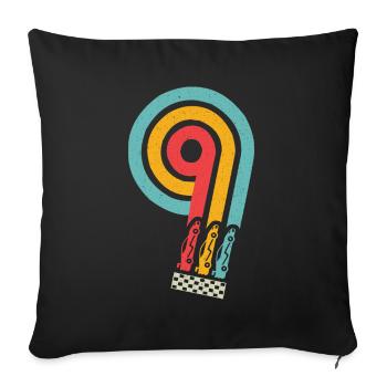 9. Geburtstag Rennwagen 9 Jahre alt Rennauto - Sofakissenbezug 45 x 45 cm - Schwarz - Vorne