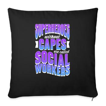 Superheroes do better Capes are called Social - Sofa pillowcase 17,3'' x 17,3'' (45 x 45 cm) - black - Front