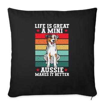 Miniature Australian Shepherd - Sofa pillowcase 17,3'' x 17,3'' (45 x 45 cm) - black - Front