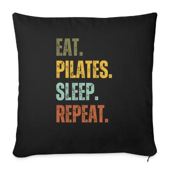 EAT PILATES SLEEP REPEAT - Sofa pillowcase 17,3'' x 17,3'' (45 x 45 cm) - black - Front