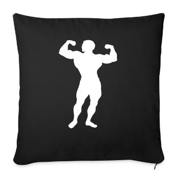 Homme musclé - Housse de coussin décorative 45 x 45 cm - noir - Devant