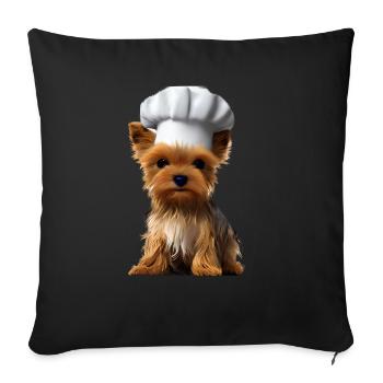 Restaurateur Yorkshire Terrier Puppy Cooking Dog - Sofa pillowcase 17,3'' x 17,3'' (45 x 45 cm) - black - Front