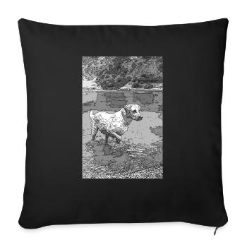 le labrador dans l'eau - Housse de coussin décorative 45 x 45 cm - noir - Devant
