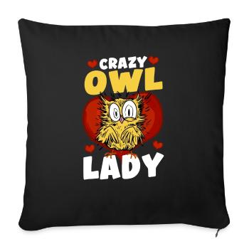 Ornithologist Love Birds Owl Lady Nocturnal Enthus - Sofa pillowcase 17,3'' x 17,3'' (45 x 45 cm) - black - Front