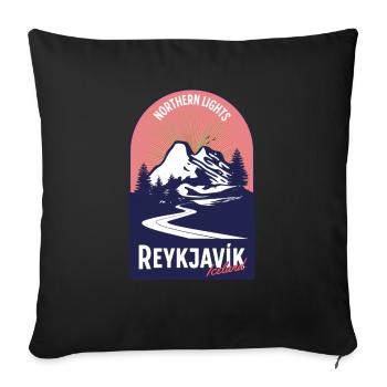 Reykjavik Iceland Vintage Road Trip - Sofa pillowcase 17,3'' x 17,3'' (45 x 45 cm) - black - Front
