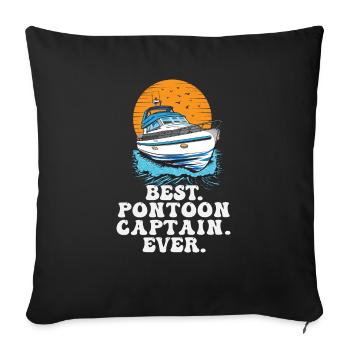 Best Pontoon Captain Ever Motorboating Quote Boat - Sofa pillowcase 17,3'' x 17,3'' (45 x 45 cm) - black - Front