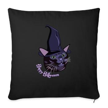 Feliz Halloween Gato Disociado - Housse de coussin décorative 45 x 45 cm - noir - Devant