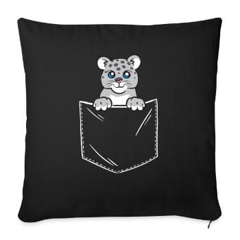 Schneeleopard - Sofakissenbezug 45 x 45 cm - Schwarz - Vorne