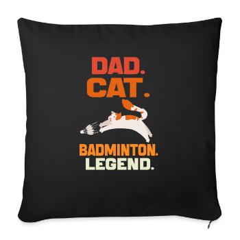 Dad Cat Badminton Legend Badminton DAD Cat Gift - Housse de coussin décorative 45 x 45 cm - noir - Devant