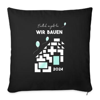 we build houses - Sofa pillowcase 17,3'' x 17,3'' (45 x 45 cm) - black - Front