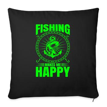 fish, fish, fishing, lake, sea, fishing, fauna, exotic - Sofa pillowcase 17,3'' x 17,3'' (45 x 45 cm) - black - Front