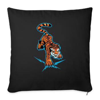 Tiger und Blitz unter den Pfoten - Sofakissenbezug 45 x 45 cm - Schwarz - Vorne