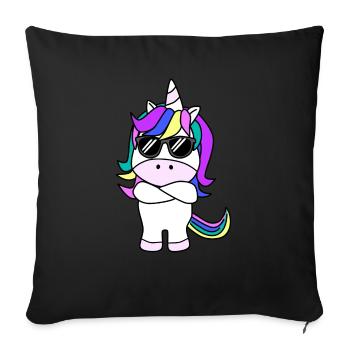 cool unicorn with sunglasses// arms crossed - Sofa pillowcase 17,3'' x 17,3'' (45 x 45 cm) - black - Front