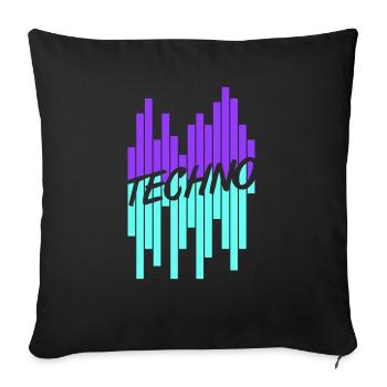 Techno Love Citation Dire Musique Fête Célébrer Logo - Housse de coussin décorative 45 x 45 cm - noir - Devant