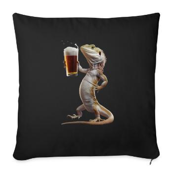Eidechse Bier - Sofakissenbezug 45 x 45 cm - Schwarz - Vorne