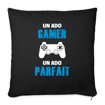 ado gamer / ado parfait / adolescent / enfants - Housse de coussin décorative 45 x 45 cm - noir - Devant