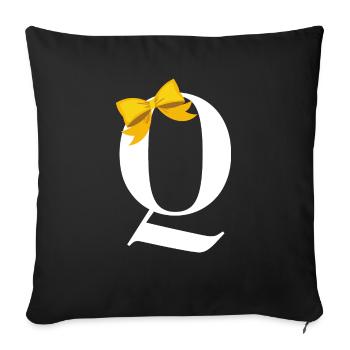Letter q yellow bow - Sofa pillowcase 17,3'' x 17,3'' (45 x 45 cm) - black - Front