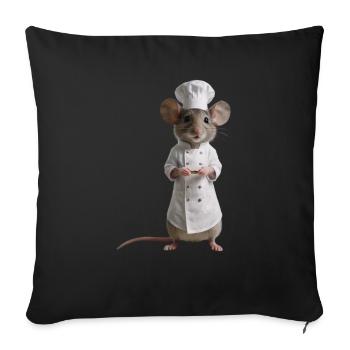 Souris cuisinier - Housse de coussin décorative 45 x 45 cm - noir - Devant