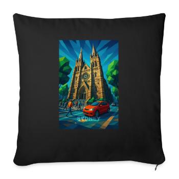 Sydney ST MARY CATHEDRAL – Gotik unter der Sonne - Sofakissenbezug 45 x 45 cm - Schwarz - Vorne