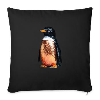 Pingouin,Paillettes,Paillettes,Or,Noir - Housse de coussin décorative 45 x 45 cm - noir - Devant