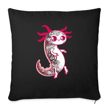 Axolotl mignon et tatouages japonais - Housse de coussin décorative 45 x 45 cm - noir - Devant