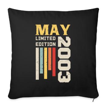 Mai 2003 - Cadeau anniversaire né en Mai 2003 Mai - Housse de coussin décorative 45 x 45 cm - noir - Devant