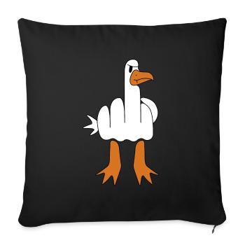 Doigt d’honneur oie | images drôles, sarcasme - Housse de coussin décorative 45 x 45 cm - noir - Devant