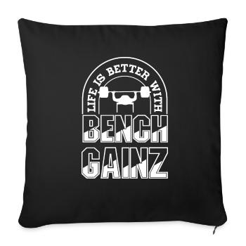 La vie avec Benchpress Gainz Ironic Gym - Housse de coussin décorative 45 x 45 cm - noir - Devant
