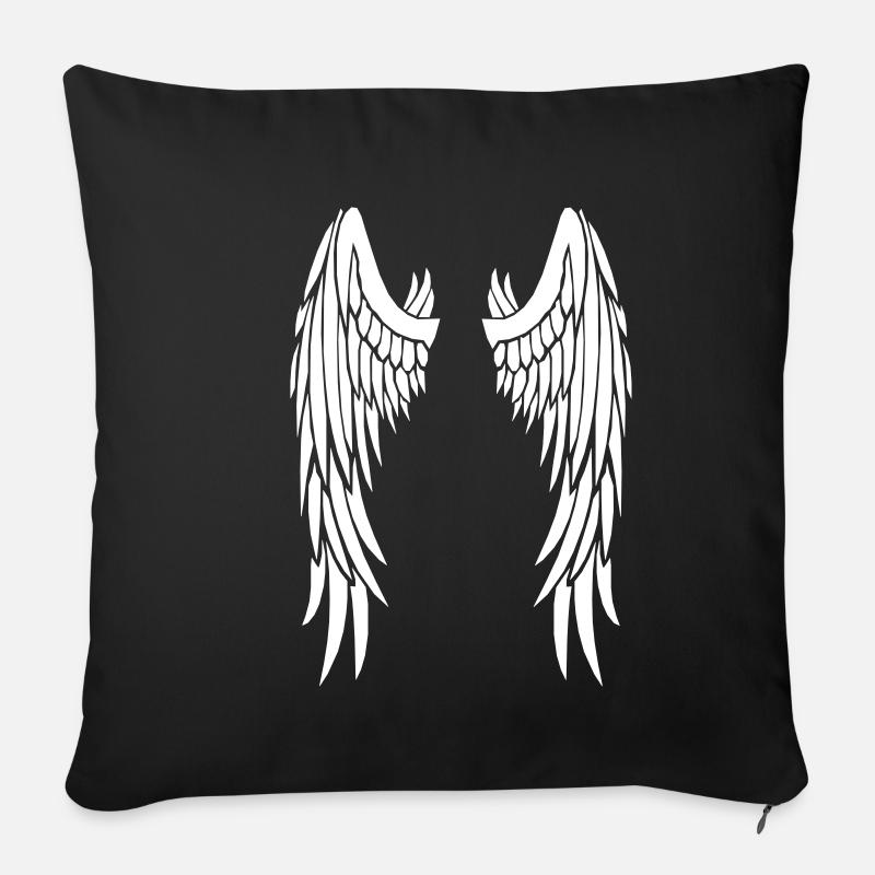 ailes blanches - Housse de coussin décorative 45 x 45 cm - noir