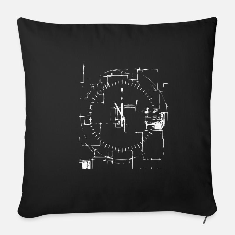 Abstrakte Uhr - Sofakissenbezug 45 x 45 cm - Schwarz