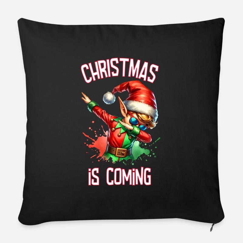 Noël approche à grands pas : Joyeux Noël - Housse de coussin décorative 45 x 45 cm - noir