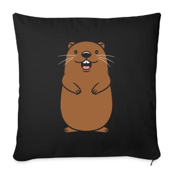 Kleiner Biber-Humor - Sofakissenbezug 45 x 45 cm - Schwarz - Vorne