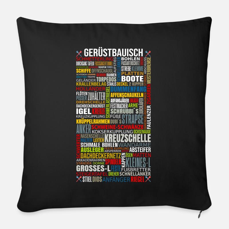 Chemise d’artisan d’échafaudage imprimée - Housse de coussin décorative 45 x 45 cm - noir