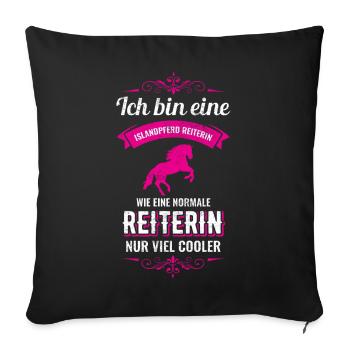 Isländer Islandpferd Pferd Reiterin Geschenk - Sofakissenbezug 45 x 45 cm - Schwarz - Vorne