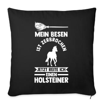 Pferd Reitsport Reiten Pferdesport Holsteiner - Sofakissenbezug 45 x 45 cm - Schwarz - Vorne