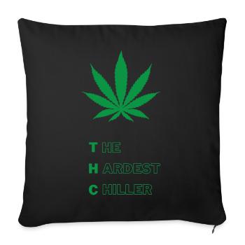 THC Design Cannabisblatt Weed Hanf 420 Marihuana - Sofakissenbezug 45 x 45 cm - Schwarz - Vorne