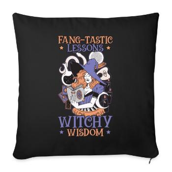 Leçons accrocheuses de sagesse de sorcière Halloween - Housse de coussin décorative 45 x 45 cm - noir - Devant